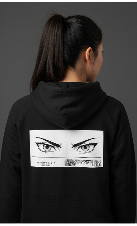 FM-01 Vision Unit – Black Anime Panel Premium Hoodie (Organic Streetwear)